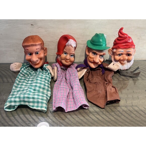 Vintage German rubber head puppets Home puppet theater 1950s Toy - Picture 1 of 6
